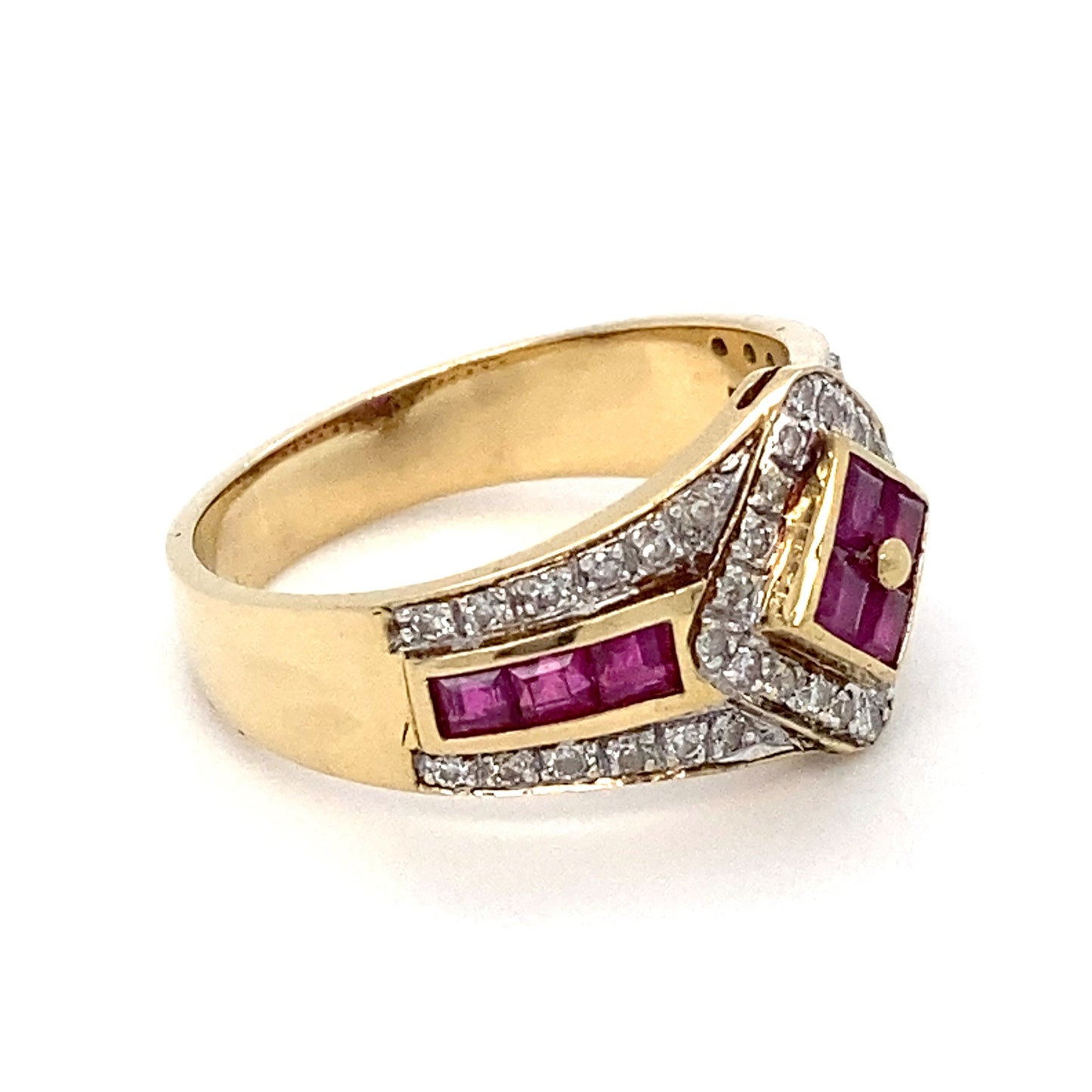 14K Yellow Gold Ruby & Diamond Ring; 3.0DWT; Size 6