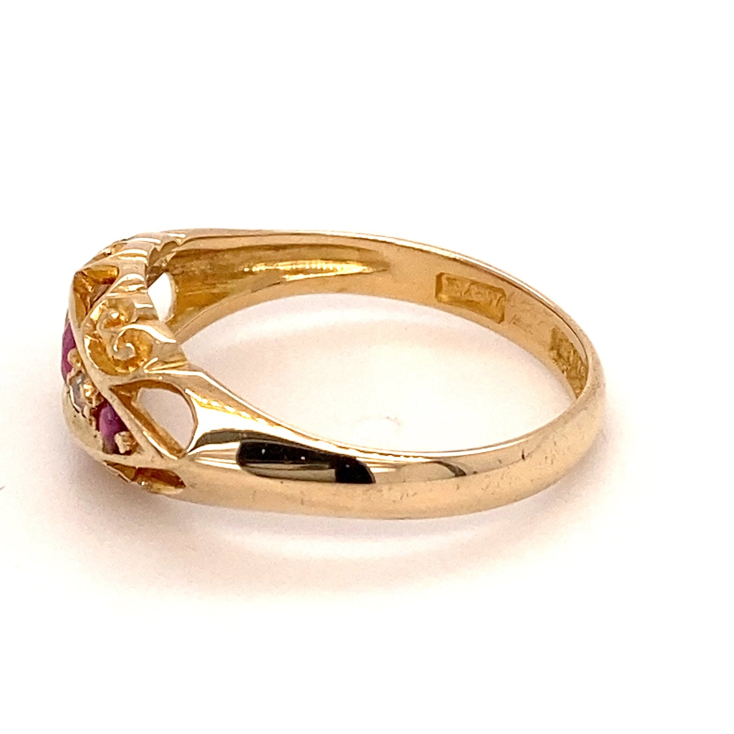 18K Yellow Gold Ruby & Diamond Lady's Ring; 1.8DWT; Size 7