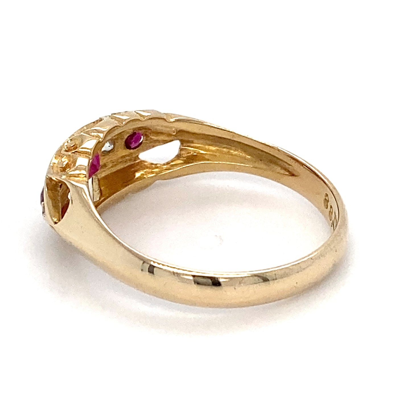 18K Yellow Gold Ruby & Diamond Lady's Ring; 1.8DWT; Size 7
