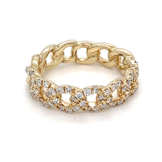 14K Yellow Gold Links & Diamonds Ring; 2.3DWT; 0.400CTW; Size 5