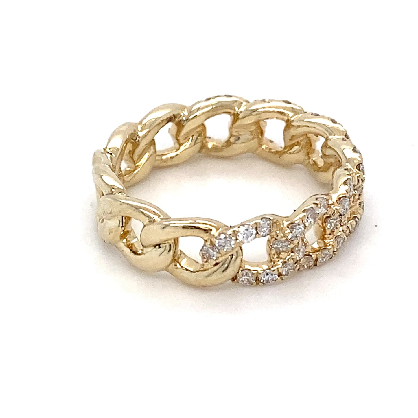 14K Yellow Gold Links & Diamonds Ring; 2.3DWT; 0.400CTW; Size 5