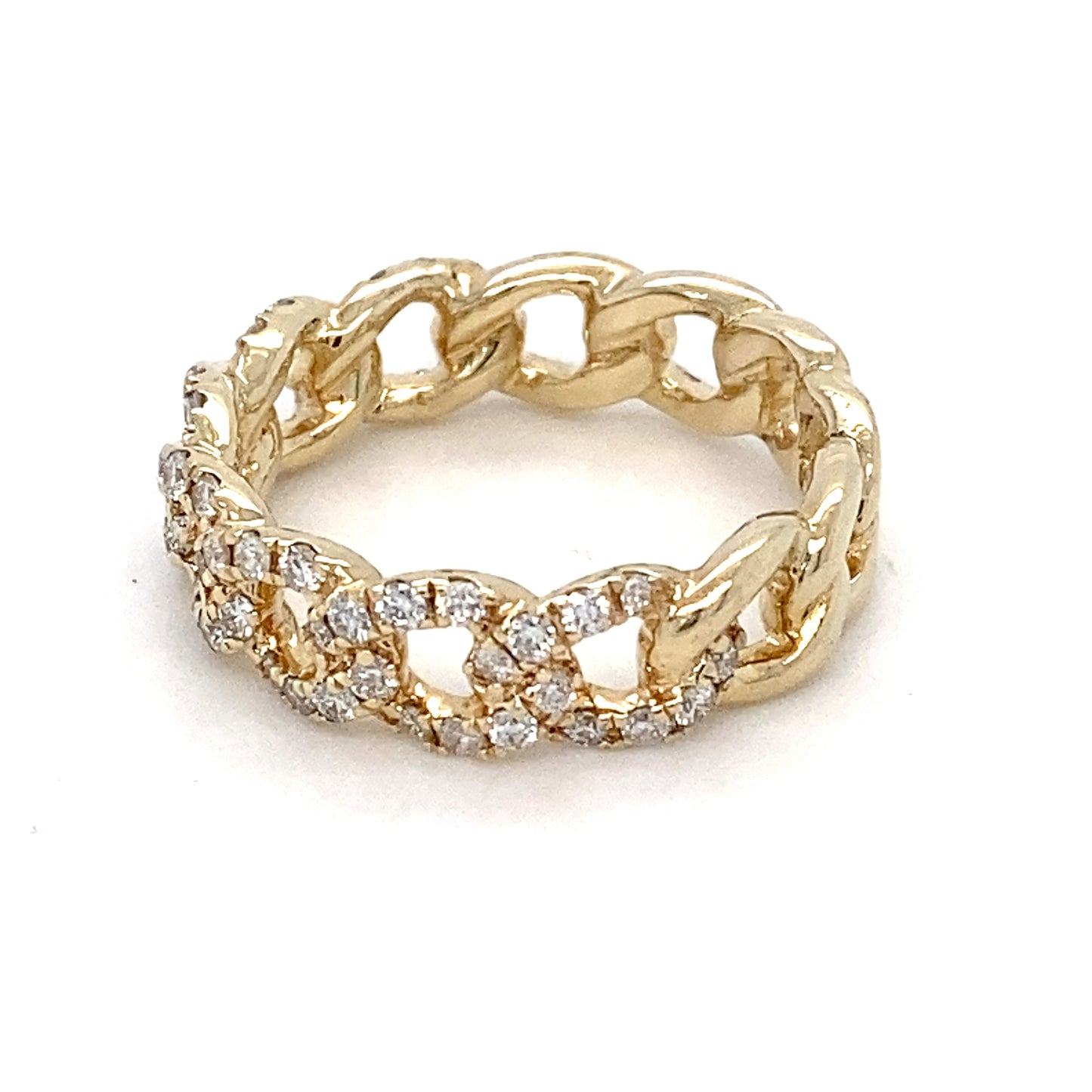 14K Yellow Gold Links & Diamonds Ring; 2.3DWT; 0.400CTW; Size 5