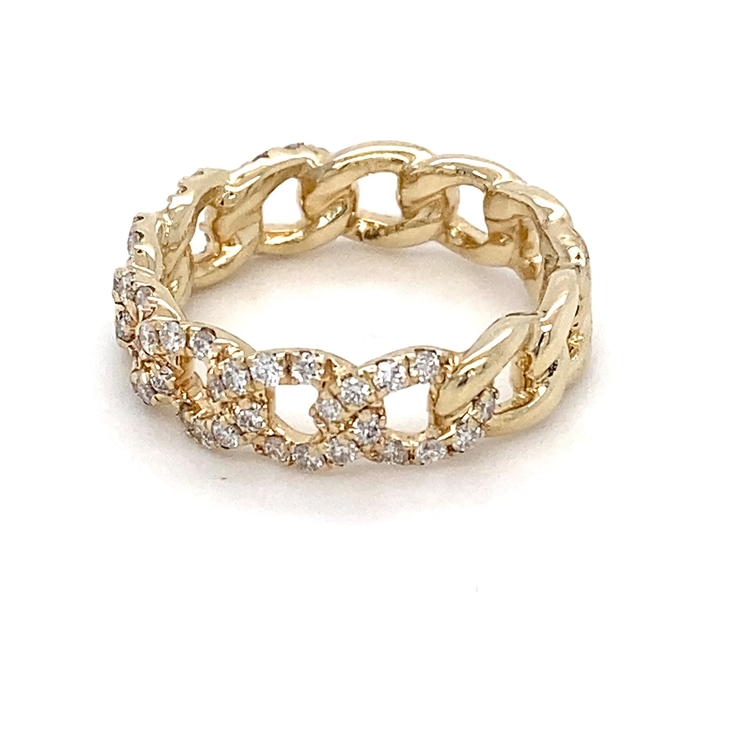 14K Yellow Gold Links & Diamonds Ring; 2.3DWT; 0.400CTW; Size 5