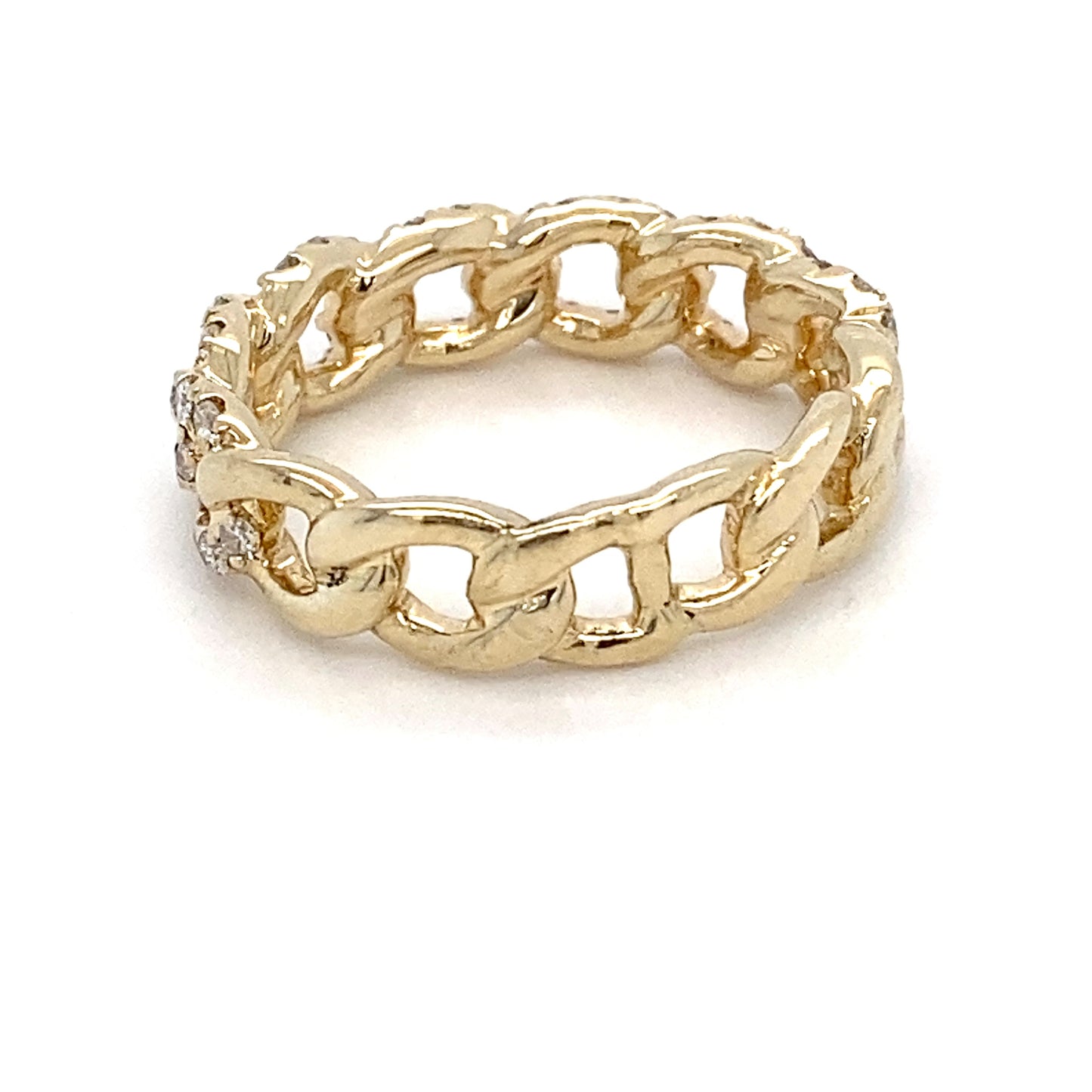 14K Yellow Gold Links & Diamonds Ring; 2.3DWT; 0.400CTW; Size 5