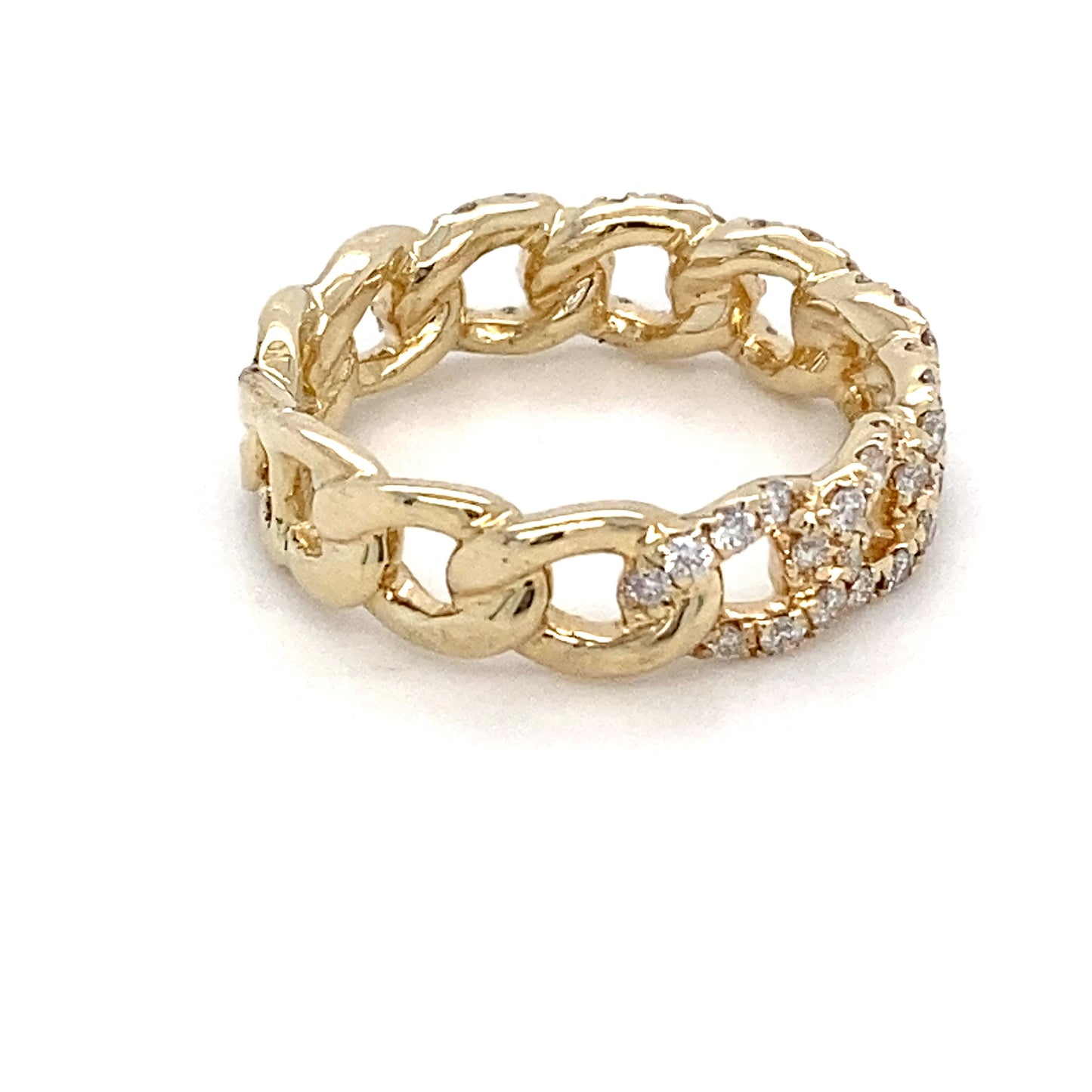14K Yellow Gold Links & Diamonds Ring; 2.3DWT; 0.400CTW; Size 5