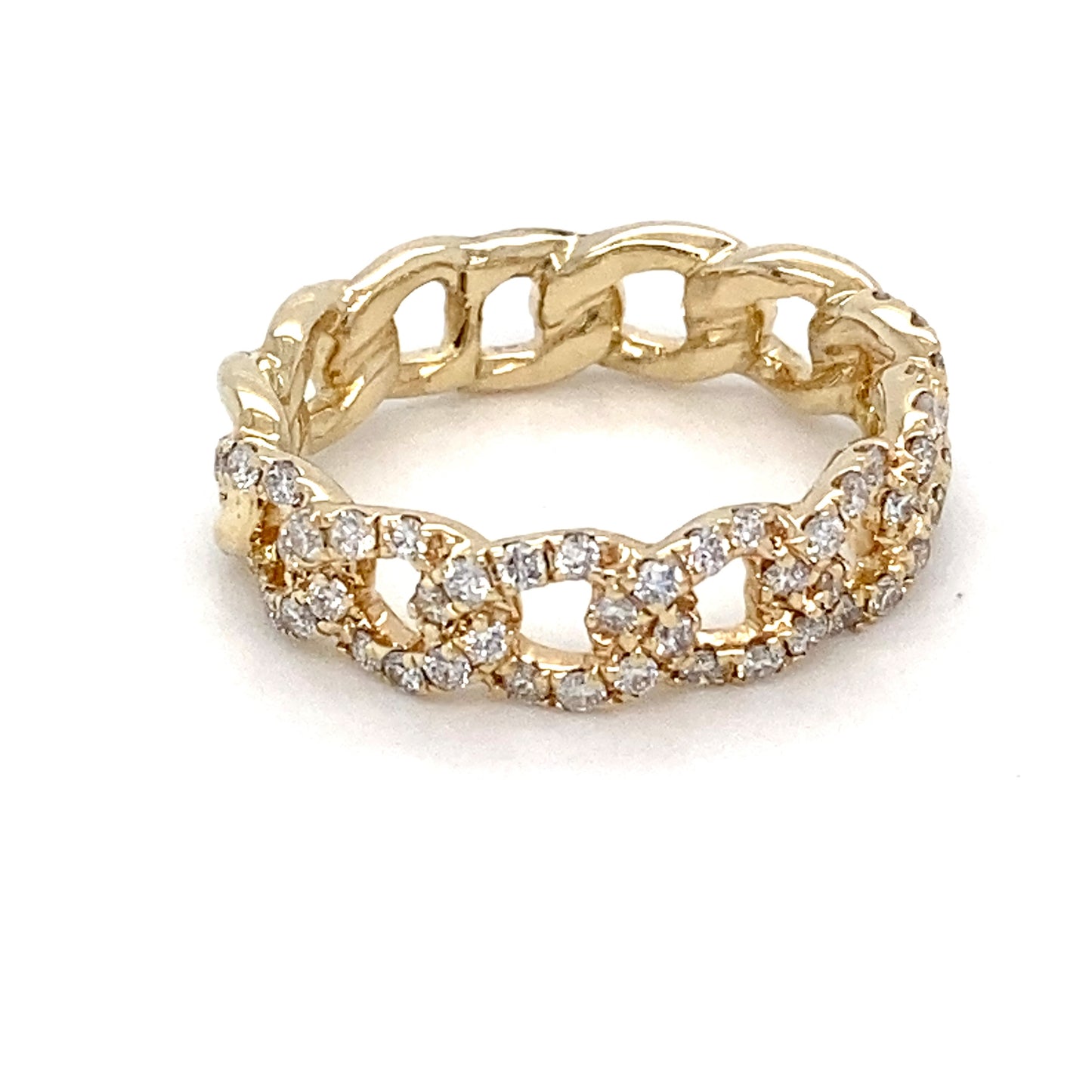 14K Yellow Gold Links & Diamonds Ring; 2.3DWT; 0.400CTW; Size 5