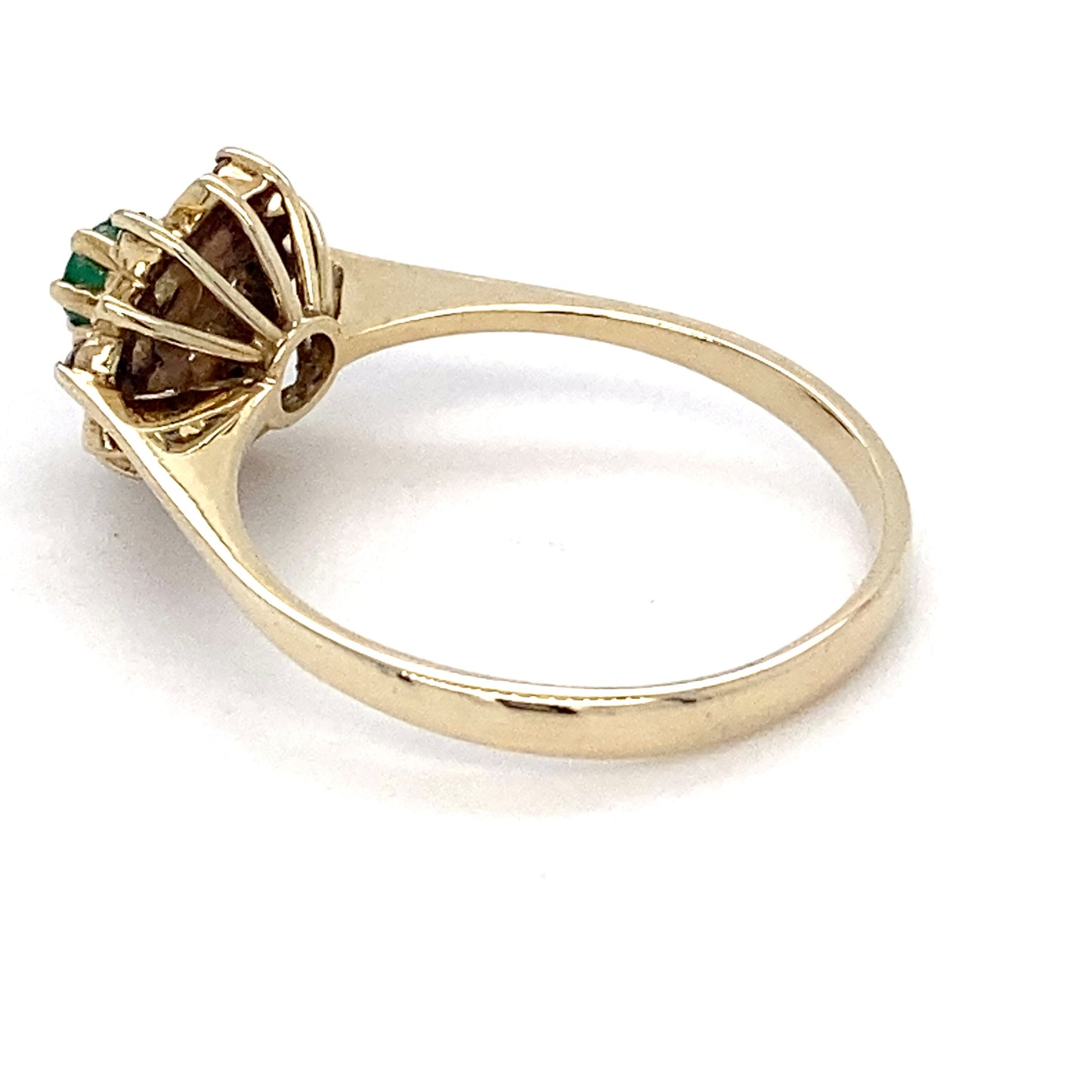 14K Yellow Gold Emerald & Diamonds Ring; .10 & .06CTW; Size 7