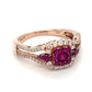 14K Rose Gold Synthetic Ruby & Diamond Ring; 2.6DWT; Size 7.5