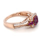 14K Rose Gold Synthetic Ruby & Diamond Ring; 2.6DWT; Size 7.5