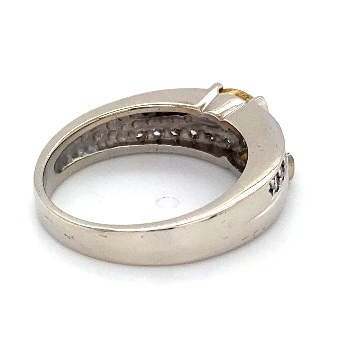 14K White Gold Diamond & Yellow Sapphire Ring; 3.5DWT; Size 6.5