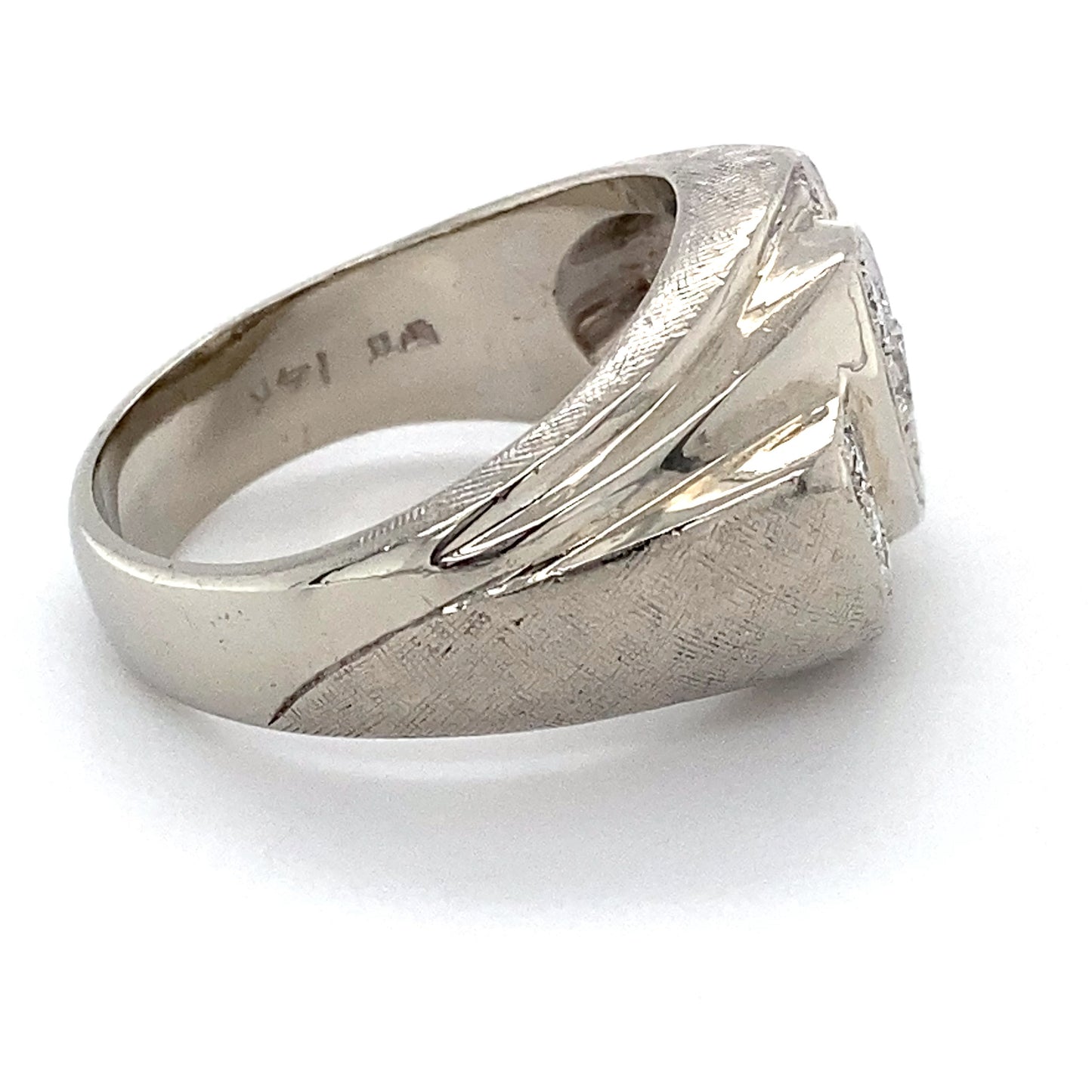 14K White Gold Diamond Unisex Fashion Ring; 7.8DWT; Size 8