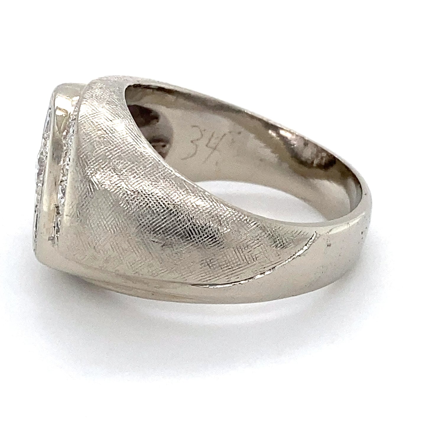 14K White Gold Diamond Unisex Fashion Ring; 7.8DWT; Size 8