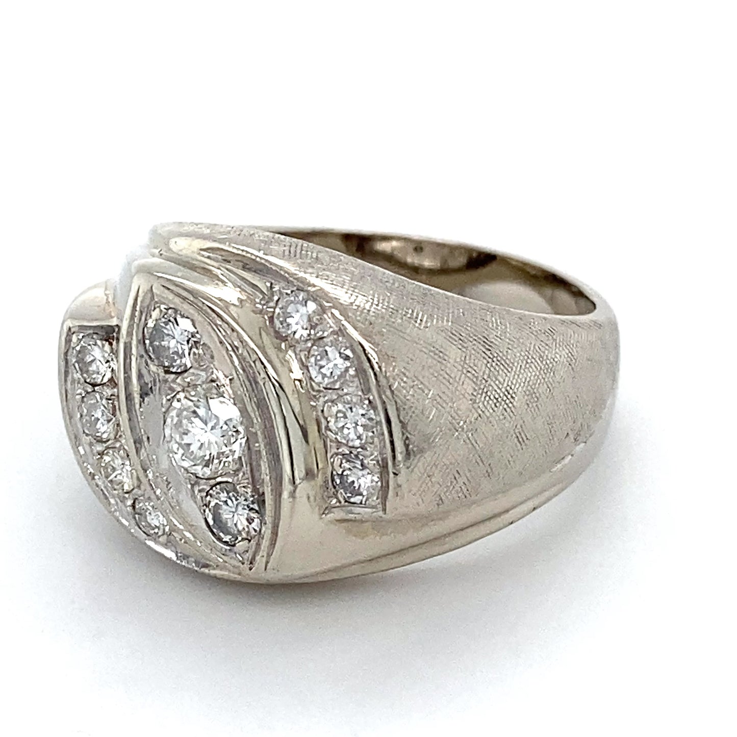 14K White Gold Diamond Unisex Fashion Ring; 7.8DWT; Size 8