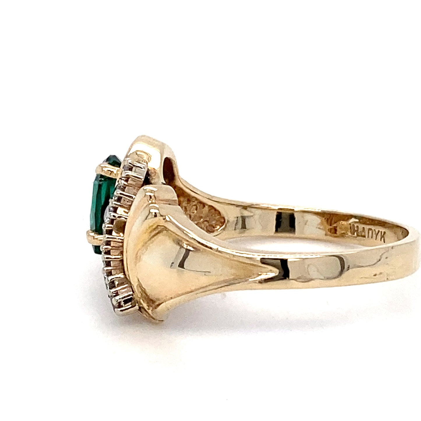 14K Yellow Gold Emerald & Diamonds Ring; 3.7DWT; 0.62 & 0.10CTW; Size 8.5