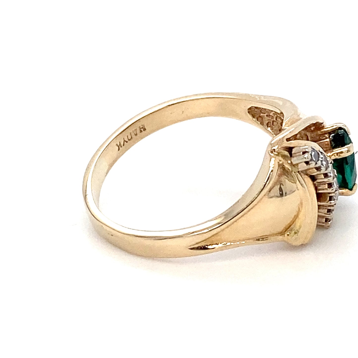 14K Yellow Gold Emerald & Diamonds Ring; 3.7DWT; 0.62 & 0.10CTW; Size 8.5