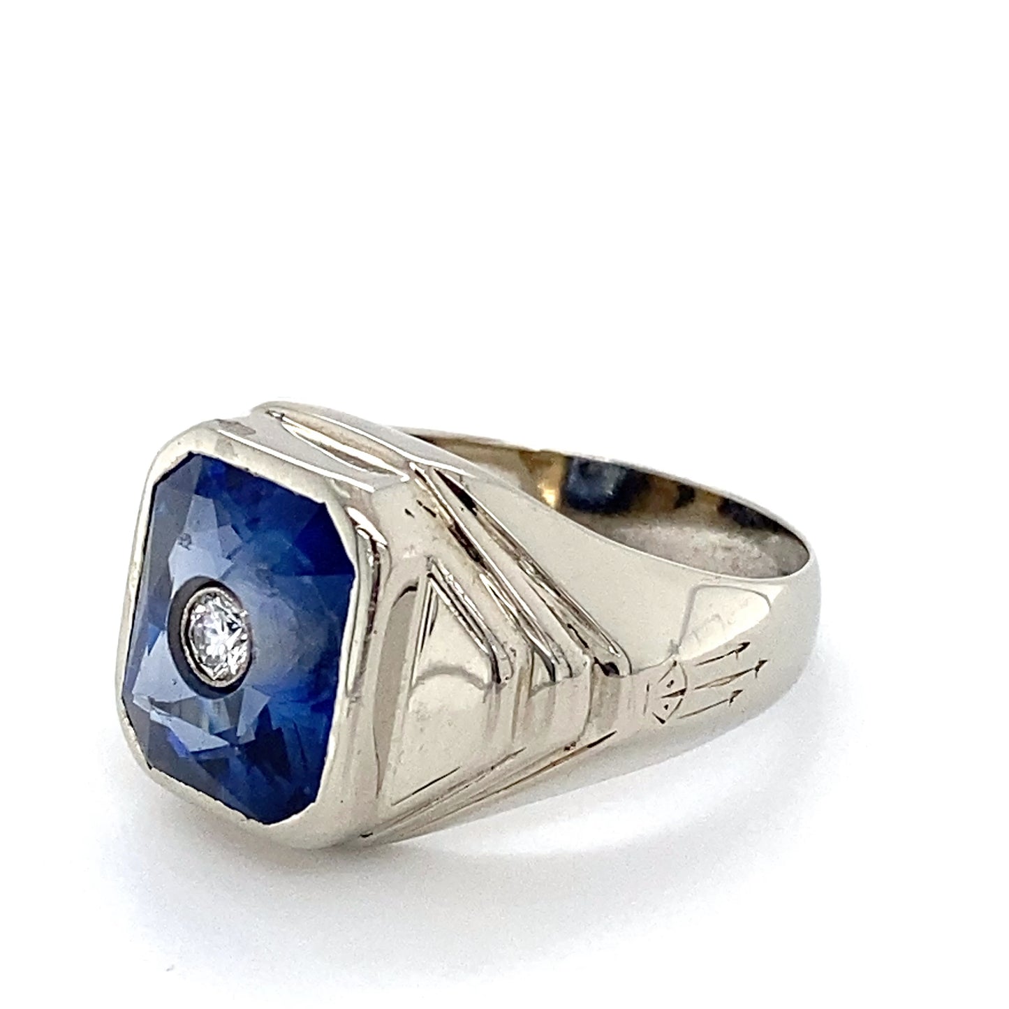 14K White Gold Diamond Unisex Ring; 6.1DWT; Size 10