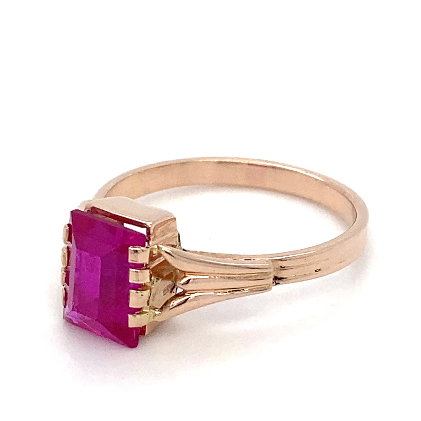 14K Rose Gold Synthetic Ruby Ring; 1.80DWT; 2.8g; Size 7