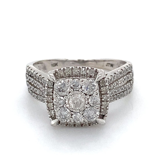 10K White Gold Diamond Lady's Fashion Ring; 2.1DWT; Size 7