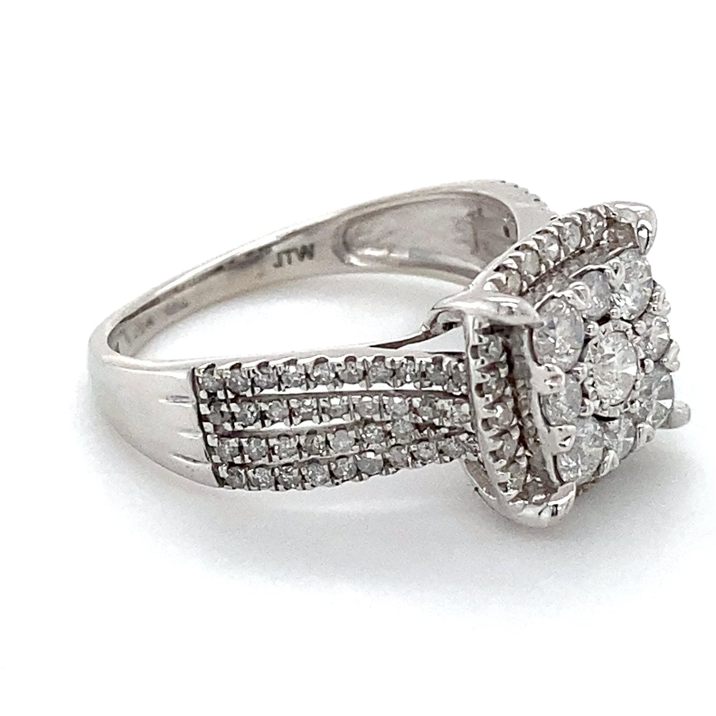 10K White Gold Diamond Lady's Fashion Ring; 2.1DWT; Size 7