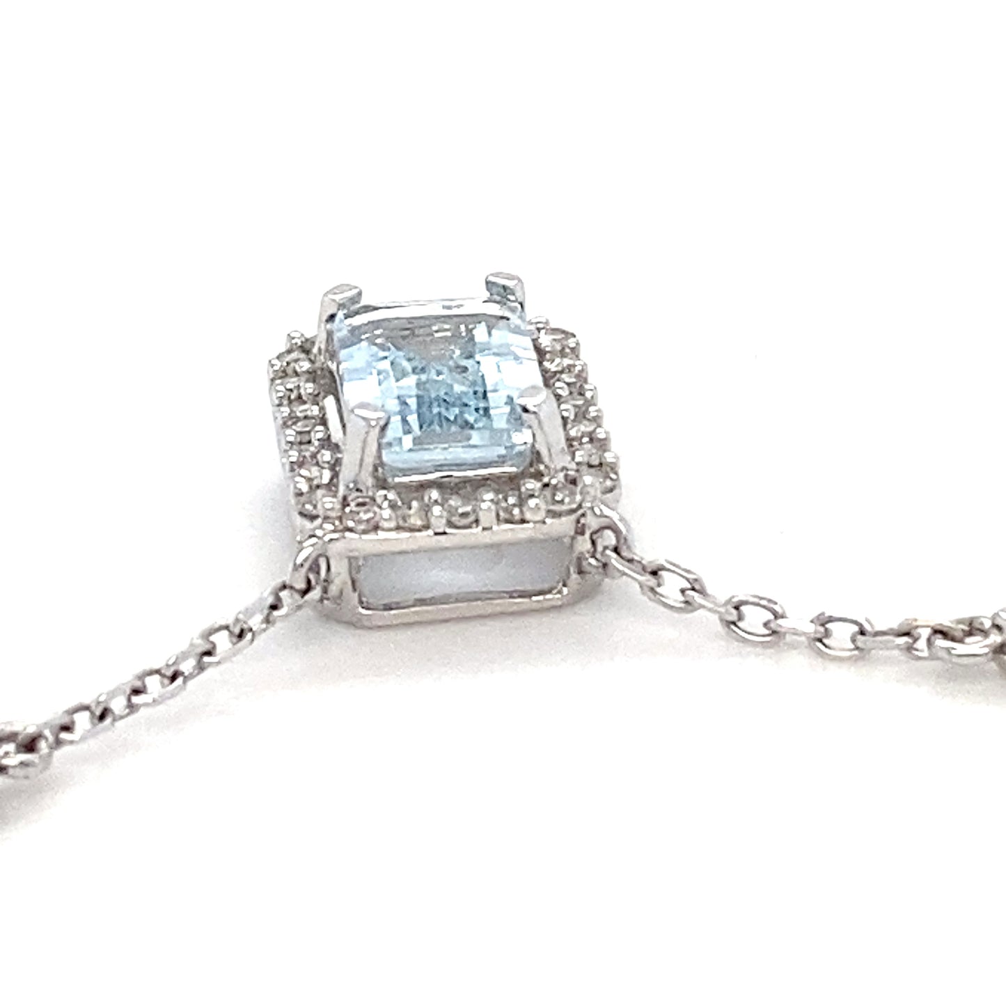 14K White Gold Aquamarine & Diamond 18" Necklace & Pendant