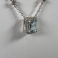 14K White Gold Aquamarine & Diamond 18" Necklace & Pendant