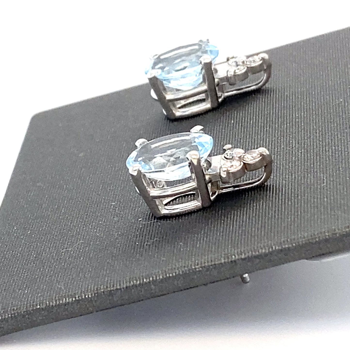 14K White Gold Aquamarine & Diamond Earrings; 1.3DWT