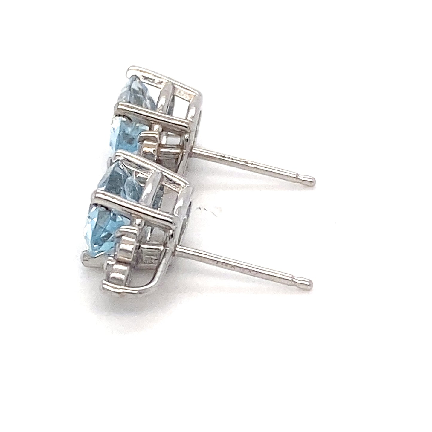 14K White Gold Aquamarine & Diamond Earrings; 1.3DWT