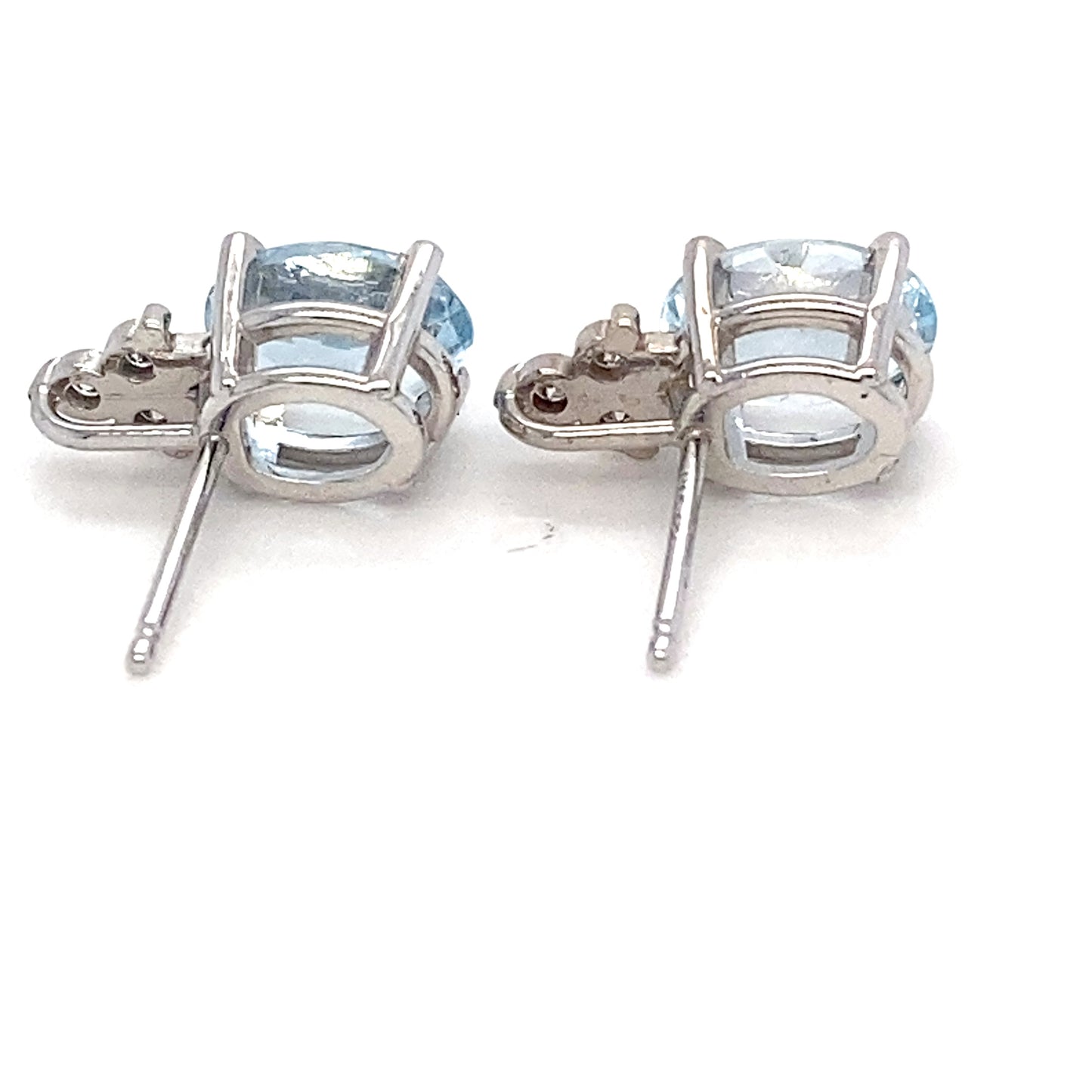 14K White Gold Aquamarine & Diamond Earrings; 1.3DWT