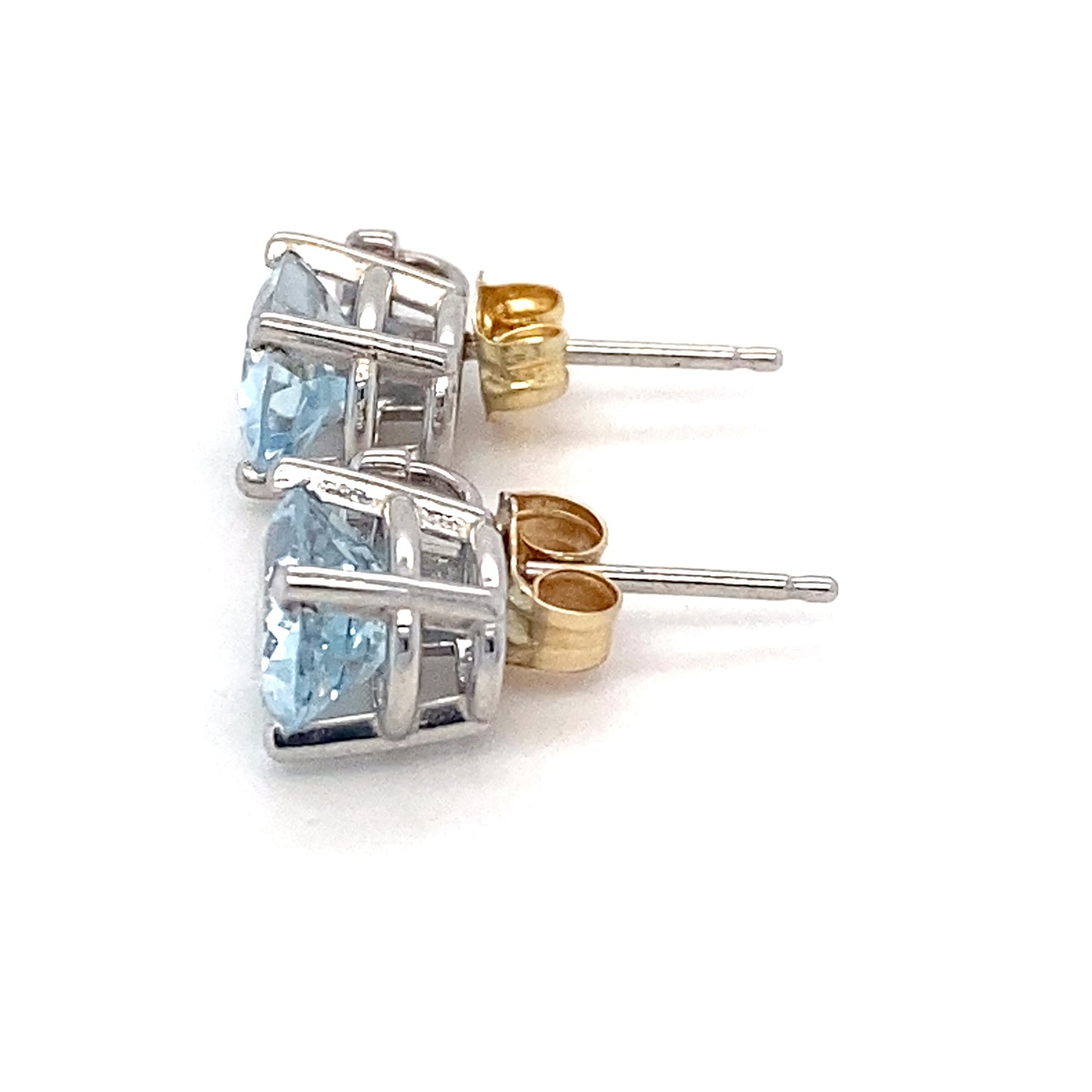 14K White Gold Aquamarine & Diamond Earrings; 1.3DWT
