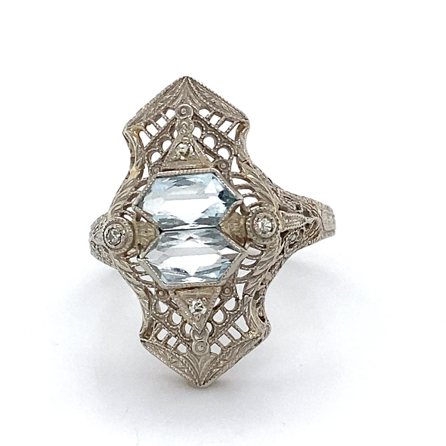 14K White Gold & Aquamarine Lady's Ring; 2.4DWT; Size 8.5