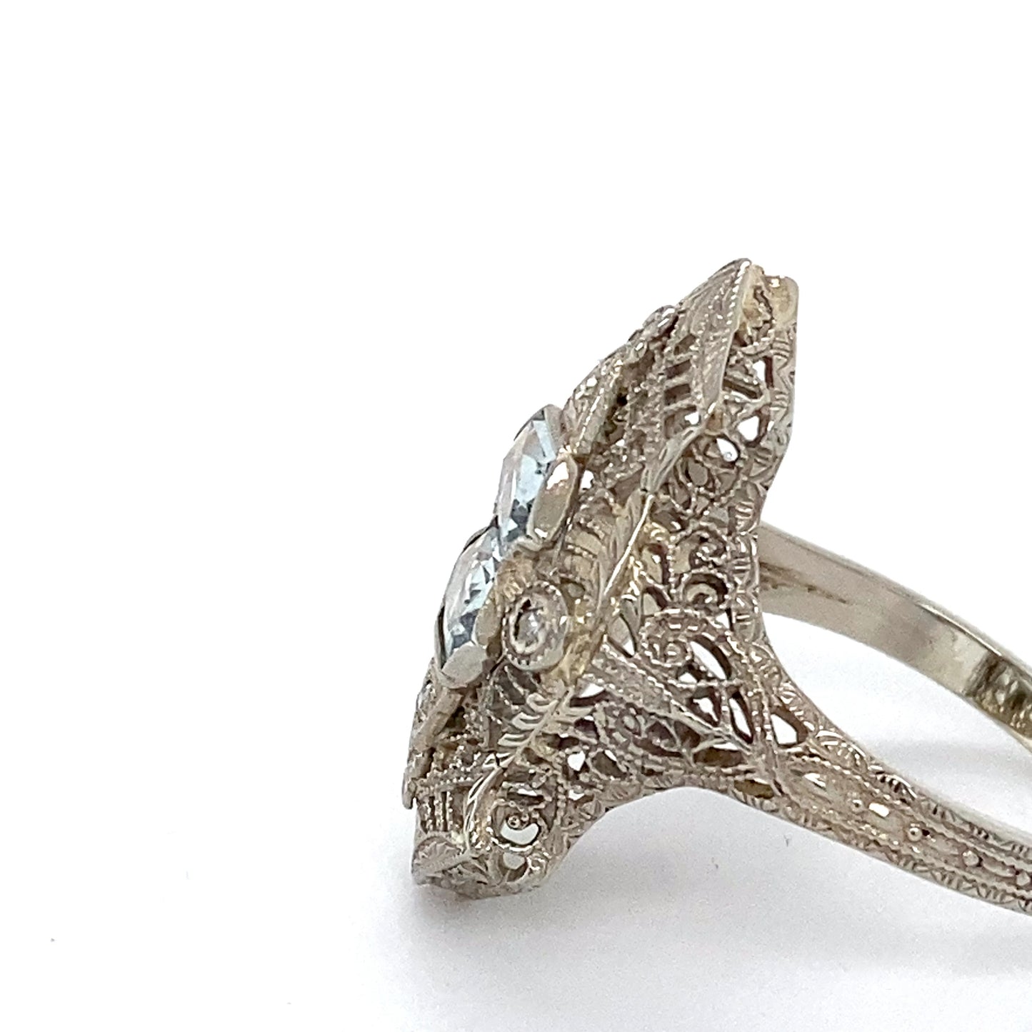 14K White Gold & Aquamarine Lady's Ring; 2.4DWT; Size 8.5