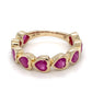 14K Yellow Gold Synthetic Ruby Hearts Ring; 2.6DWT; Size 6.5