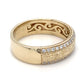 14K Yellow Gold Etched Band & Diamonds Men's Ring; 4.4DWT; Size 9