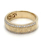 14K Yellow Gold Etched Band & Diamonds Men's Ring; 4.4DWT; Size 9