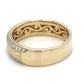 14K Yellow Gold Etched Band & Diamonds Men's Ring; 4.4DWT; Size 9