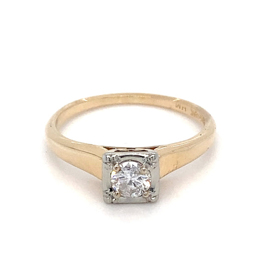 14K Yellow Gold Lady's Diamond Solitaire Ring; 1.1DWT; 1.7g; Size 6.5