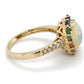 14K Yellow Gold Diamond & Opal Ring; 2.9DWT; Size 7