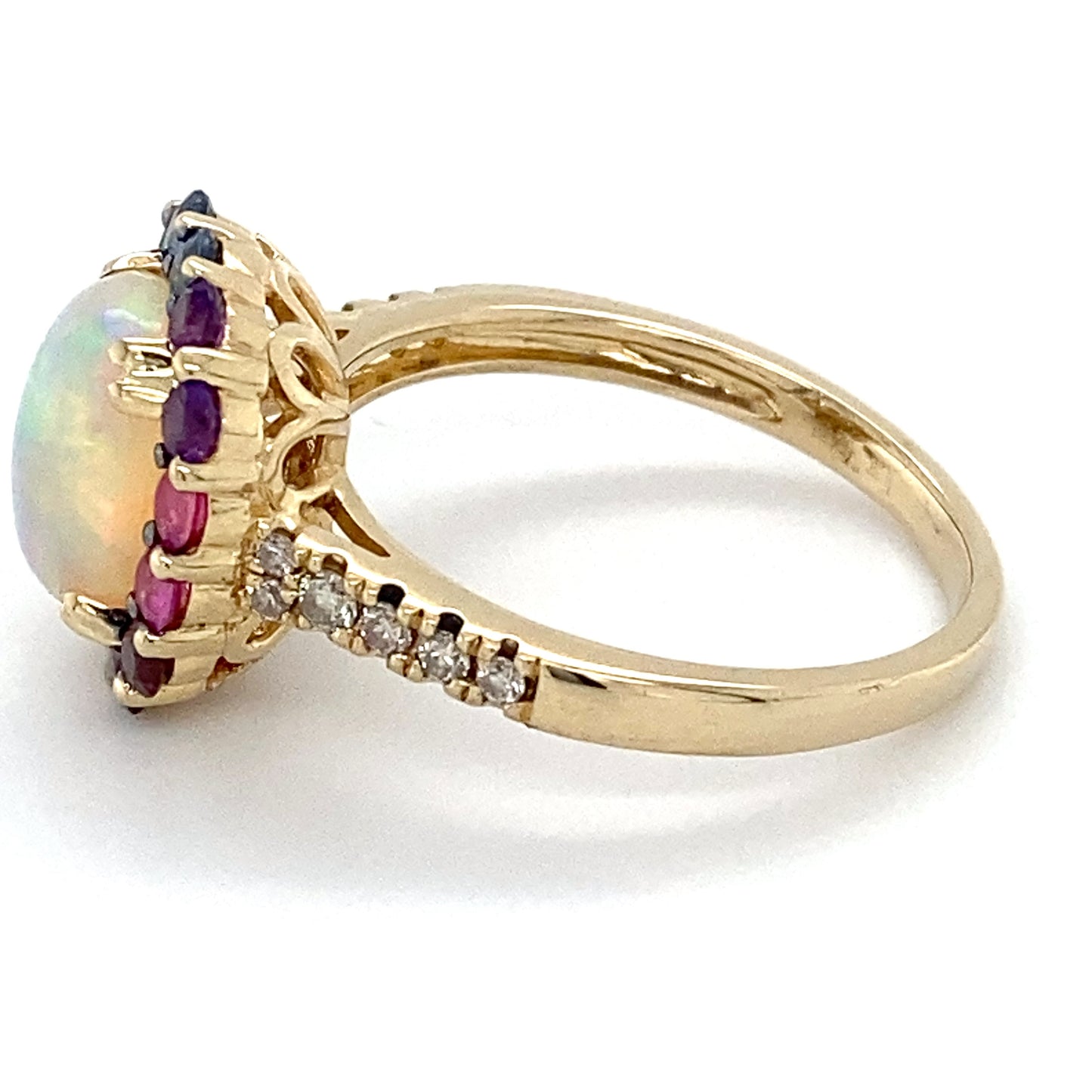 14K Yellow Gold Diamond & Opal Ring; 2.9DWT; Size 7
