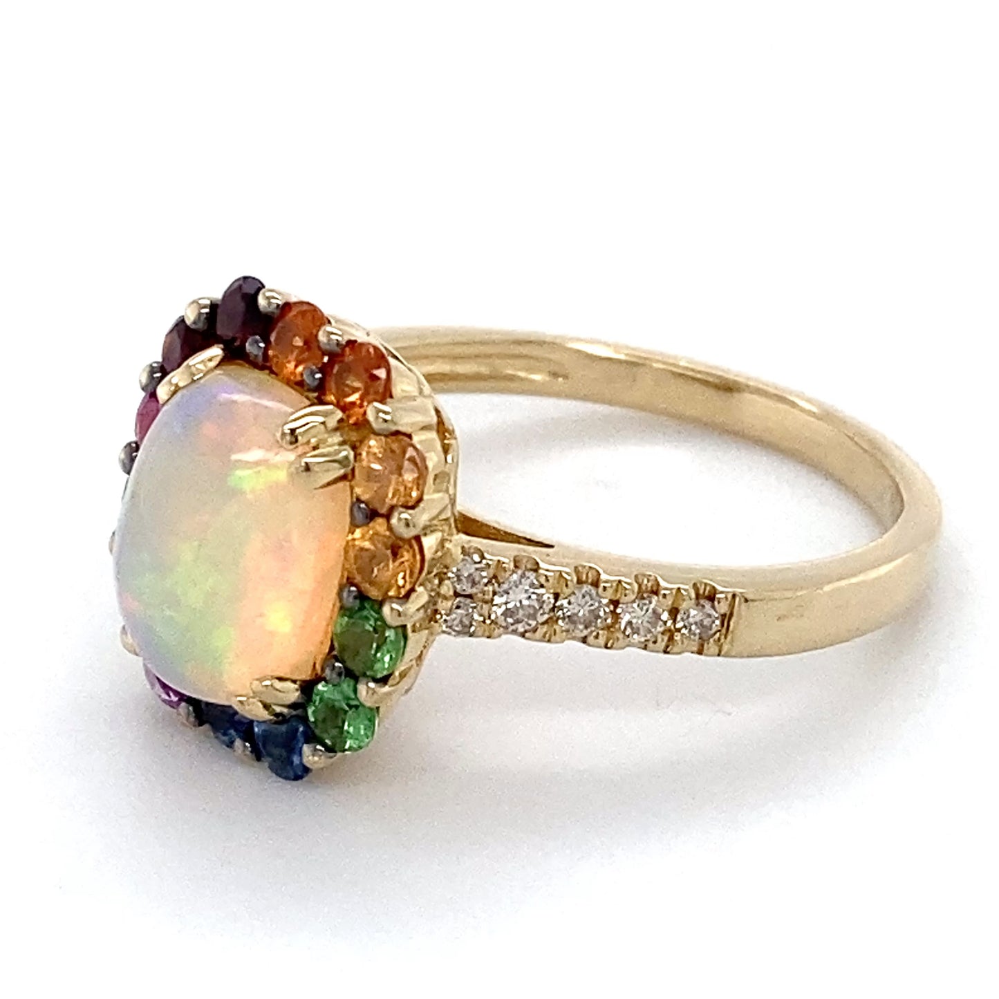 14K Yellow Gold Diamond & Opal Ring; 2.9DWT; Size 7