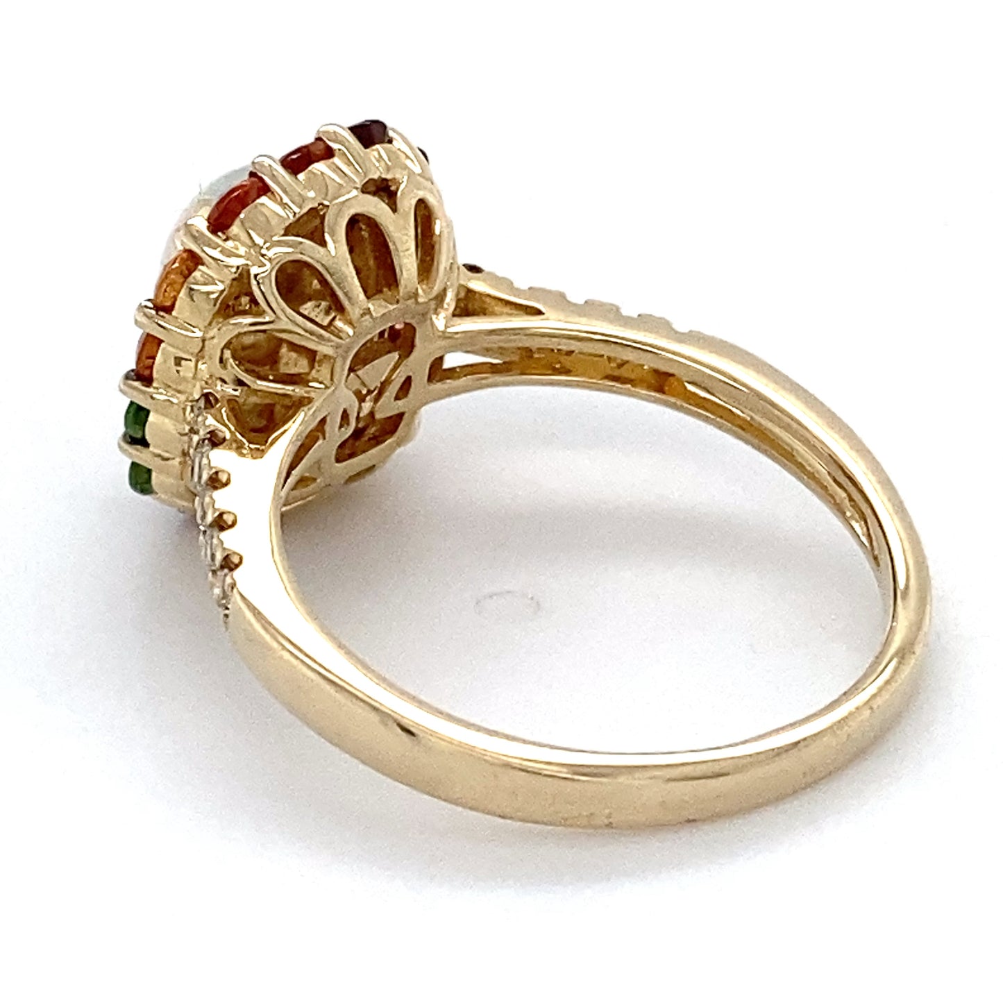 14K Yellow Gold Diamond & Opal Ring; 2.9DWT; Size 7
