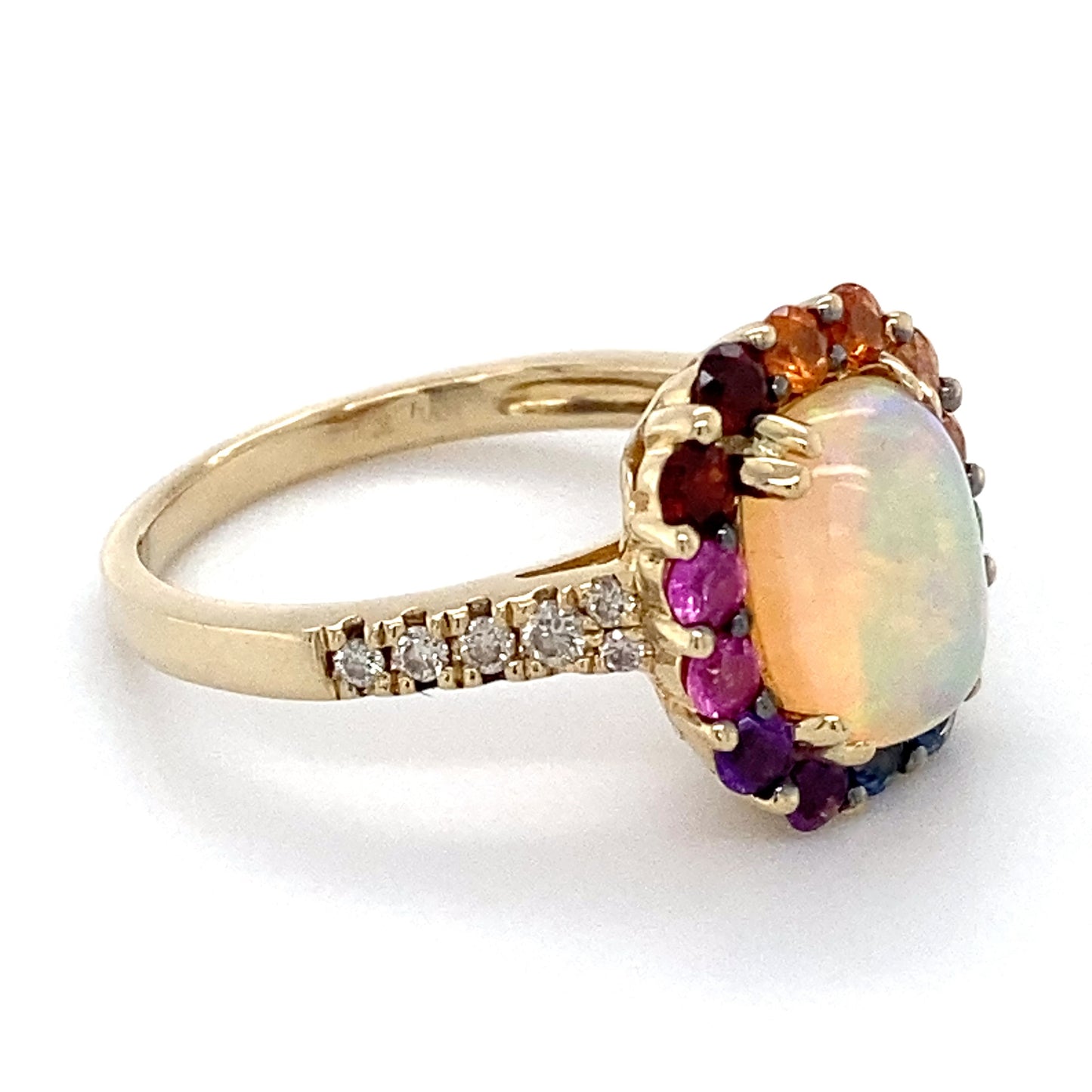 14K Yellow Gold Diamond & Opal Ring; 2.9DWT; Size 7