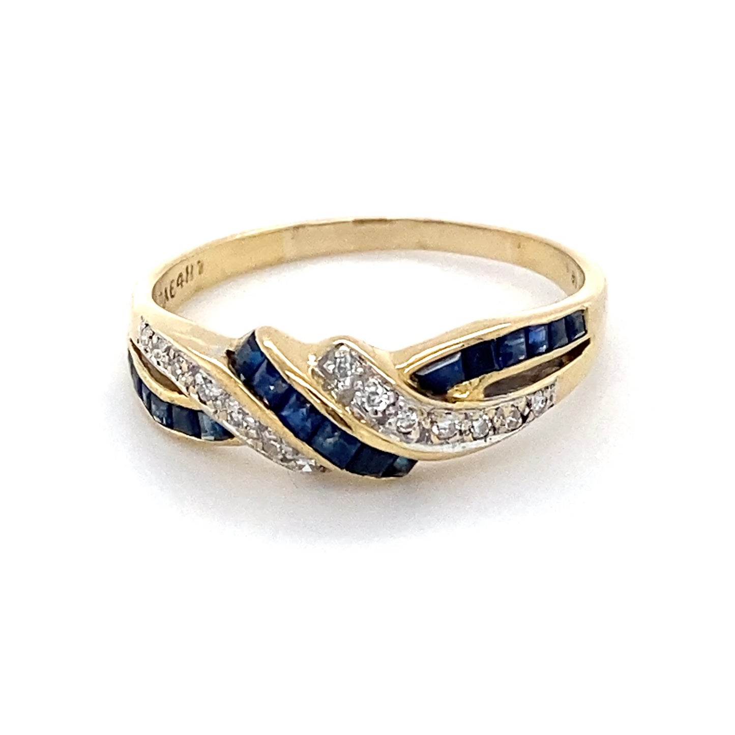 18K Yellow Gold Sapphire & Diamond Ring; 2.6g; 1.7DWT; Size 7