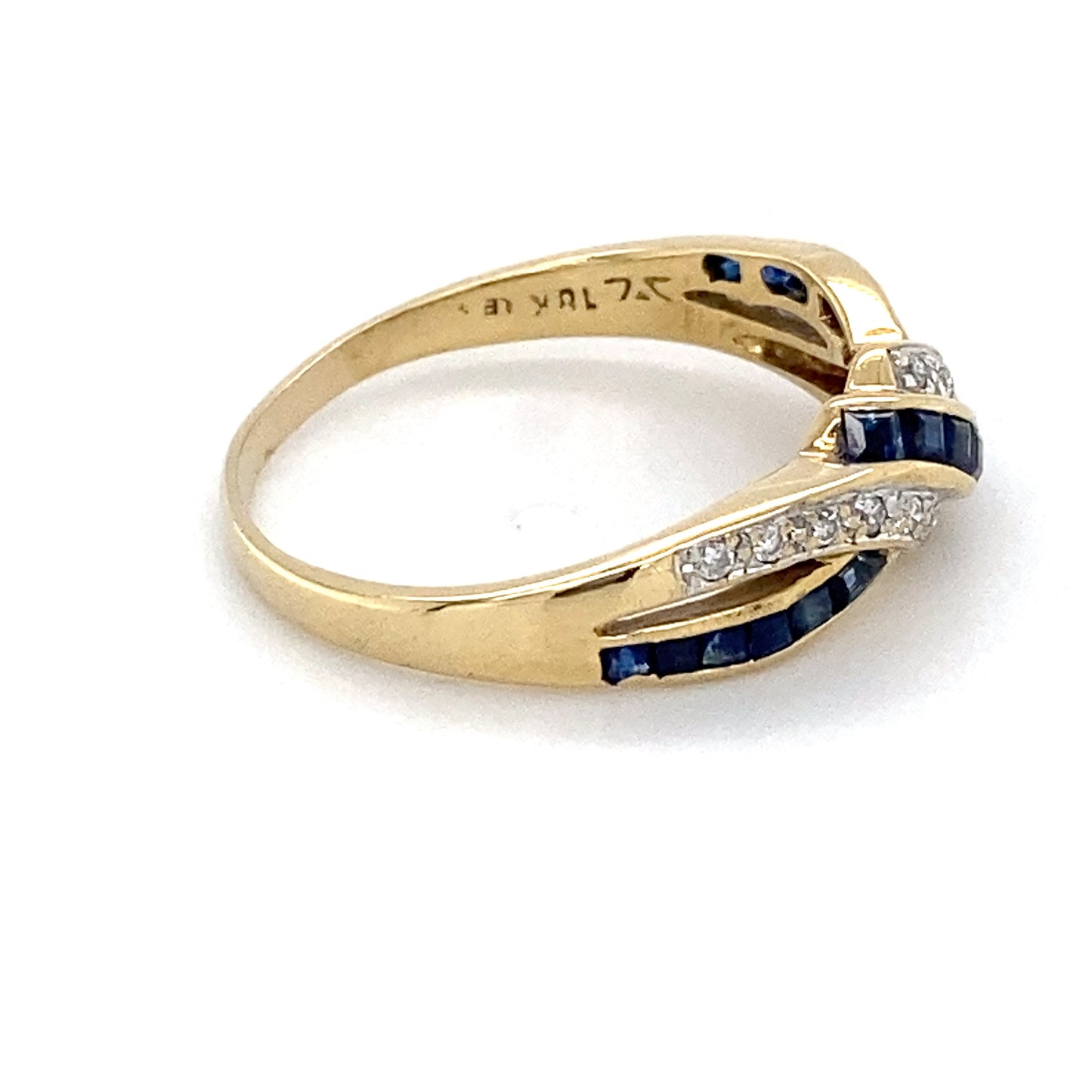 18K Yellow Gold Sapphire & Diamond Ring; 2.6g; 1.7DWT; Size 7