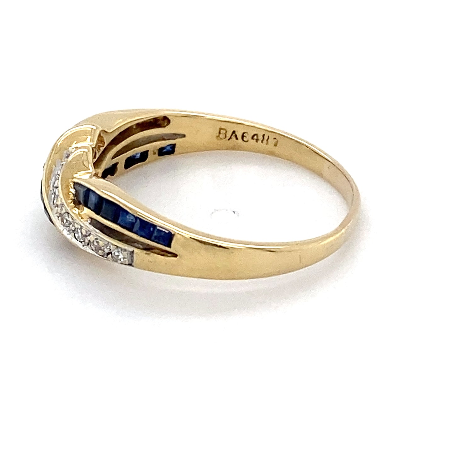 18K Yellow Gold Sapphire & Diamond Ring; 2.6g; 1.7DWT; Size 7