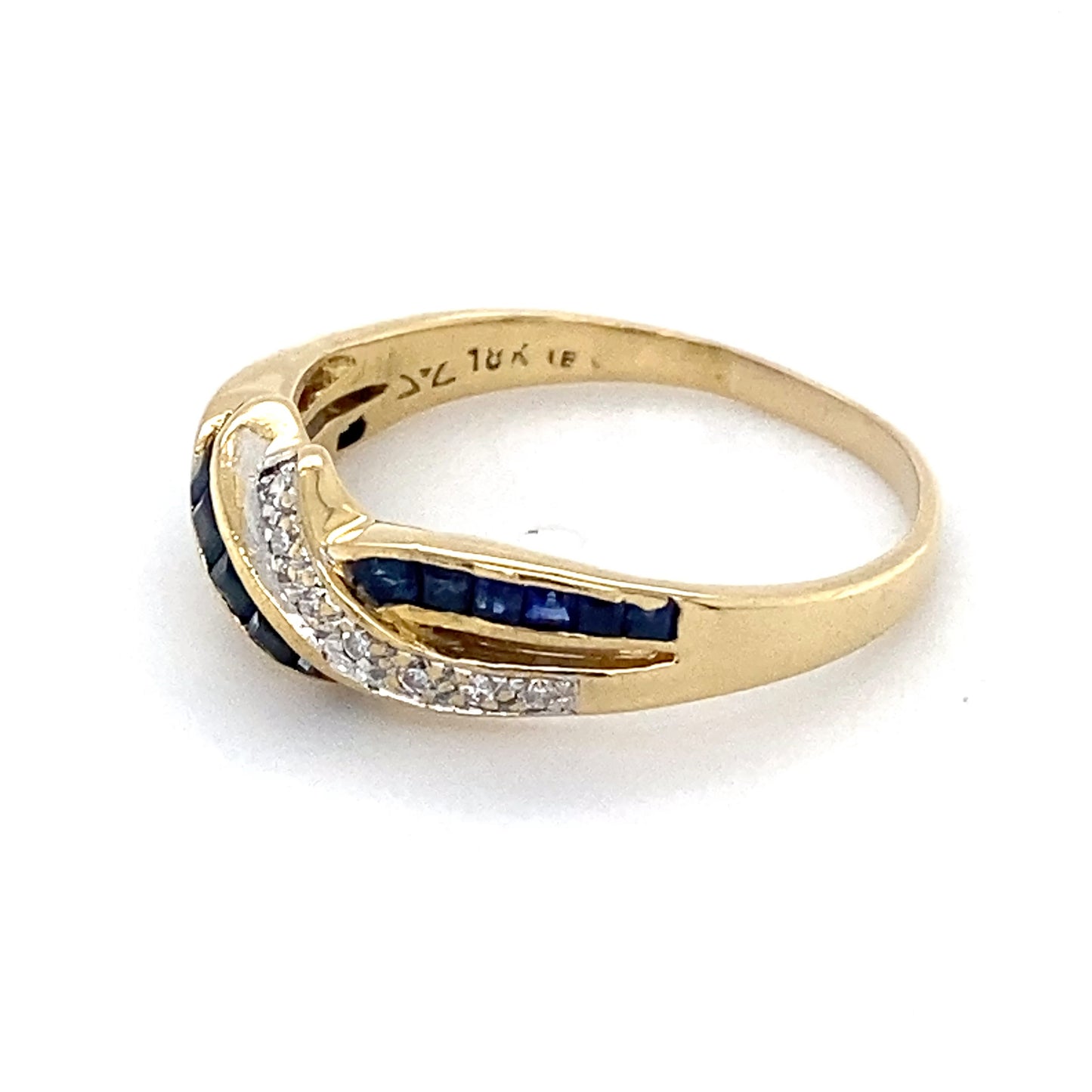 18K Yellow Gold Sapphire & Diamond Ring; 2.6g; 1.7DWT; Size 7