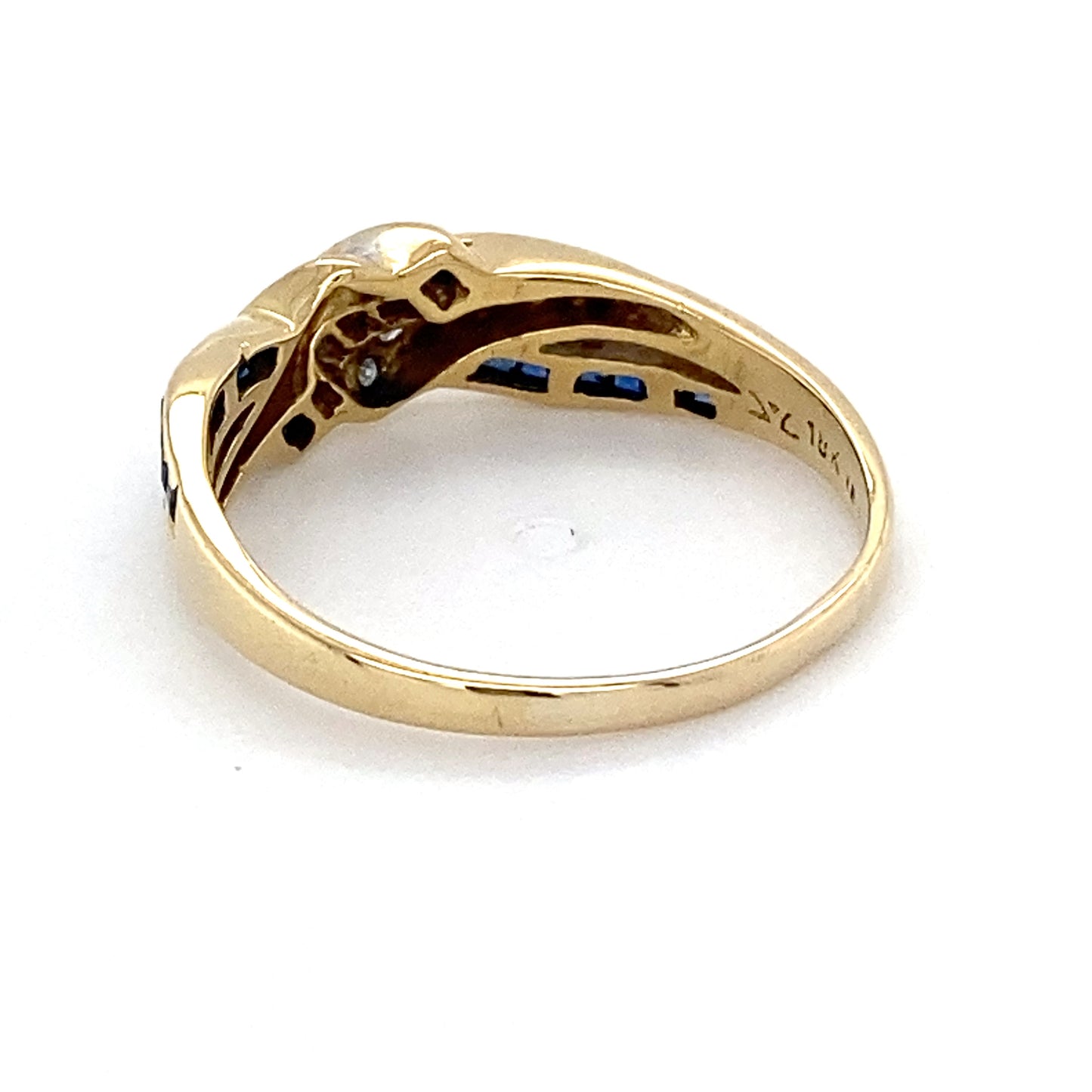 18K Yellow Gold Sapphire & Diamond Ring; 2.6g; 1.7DWT; Size 7