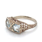 14K White Gold Diamond & Aquamarine Lady's Ring; Size 7.5