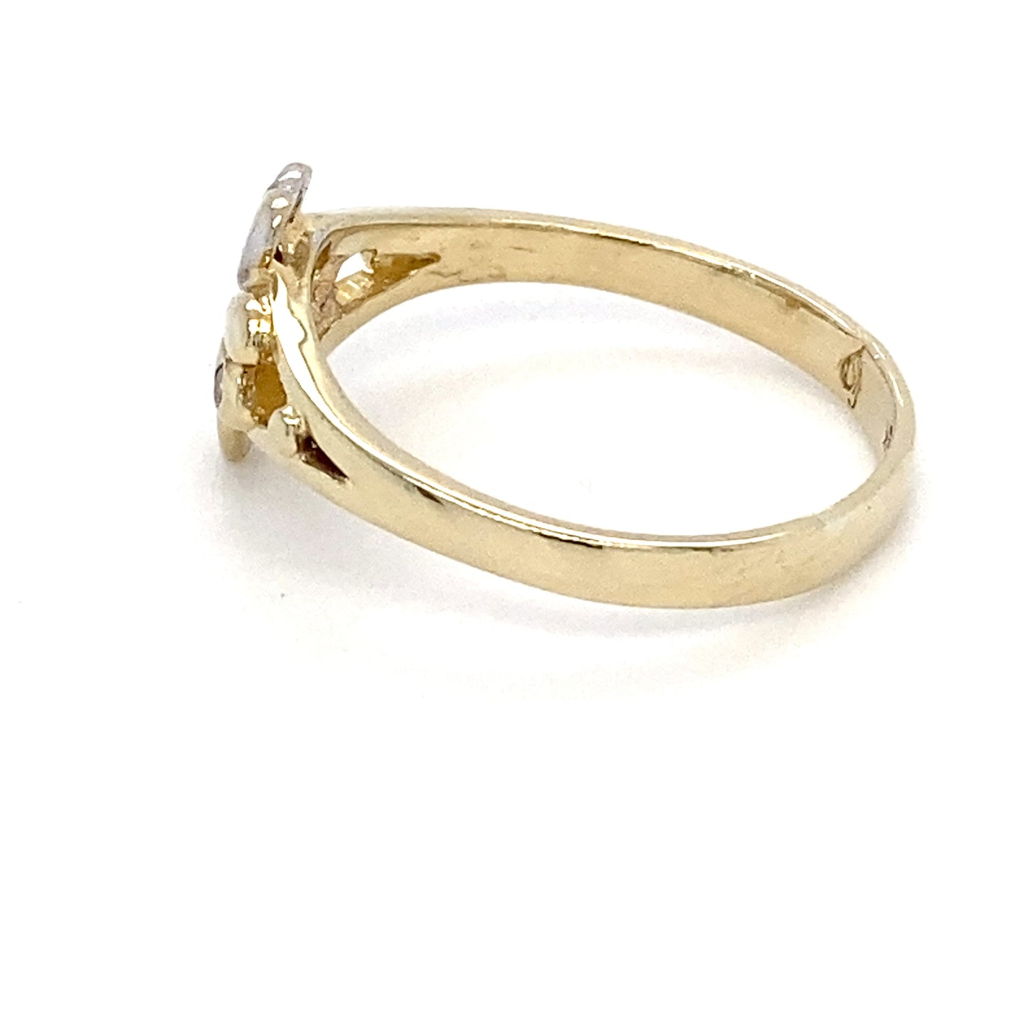 14K 3-Tone Yellow, White & Rose Gold Cubic Zirconia Ring; 1.6DWT; 2.4g; Size 7.5