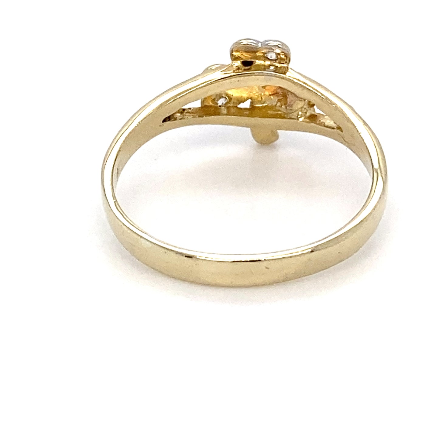 14K 3-Tone Yellow, White & Rose Gold Cubic Zirconia Ring; 1.6DWT; 2.4g; Size 7.5