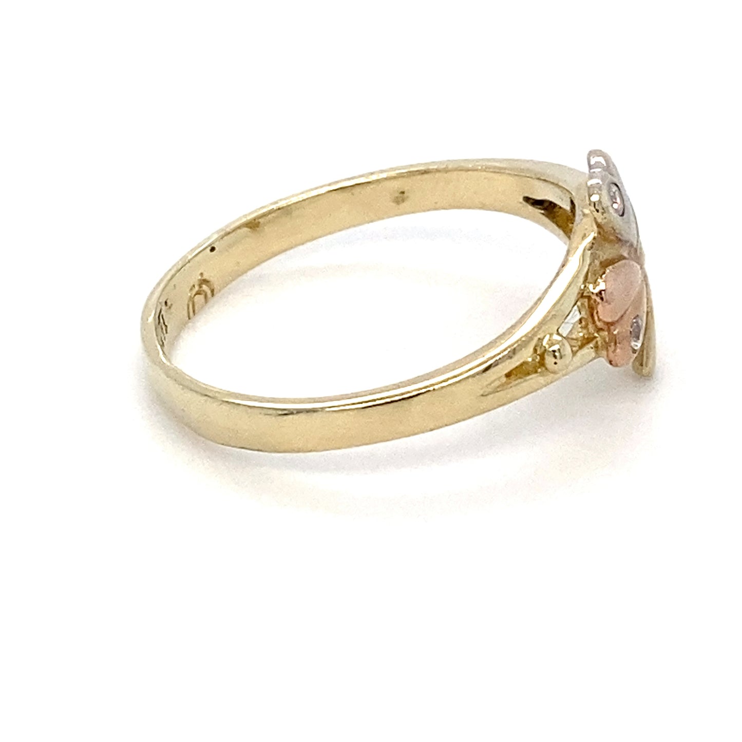 14K 3-Tone Yellow, White & Rose Gold Cubic Zirconia Ring; 1.6DWT; 2.4g; Size 7.5